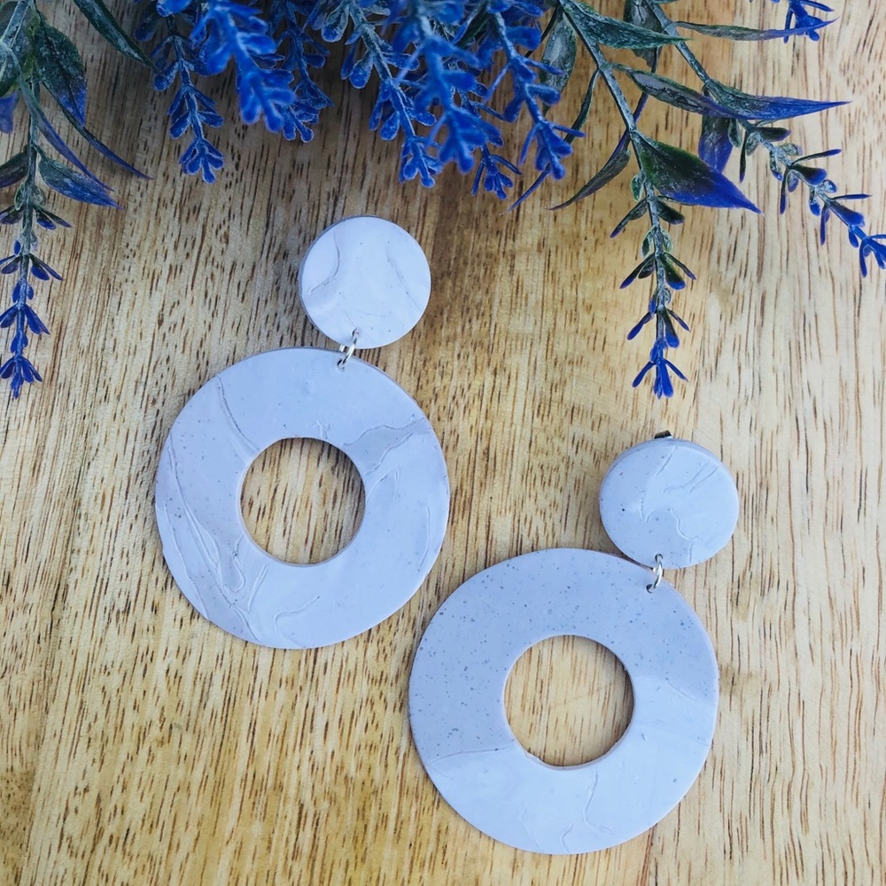 Pink & Stone Marble Handmade Polymer Clay Earrings